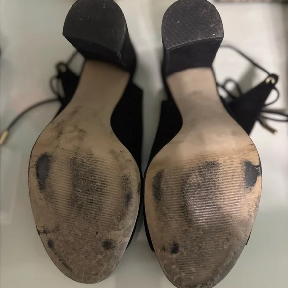 6 pairs of shoes size 10.. all for$150 Edelman Black and Cream Peep-Toe Wedges - Picture 3 of 14